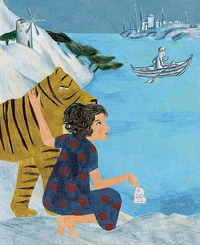 Ilustración de cubierta de 'Le tigre dans la vitrine', de Alki Zei, Syros, Francia, 2009. 