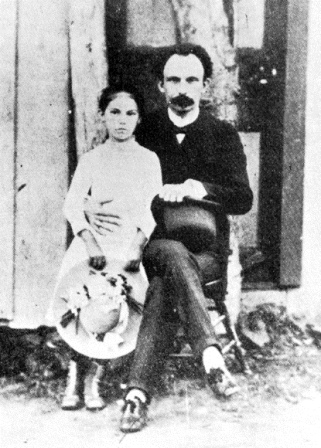 José Martí­ con la niña Marí­a Mantilla, Nueva York, 1890.